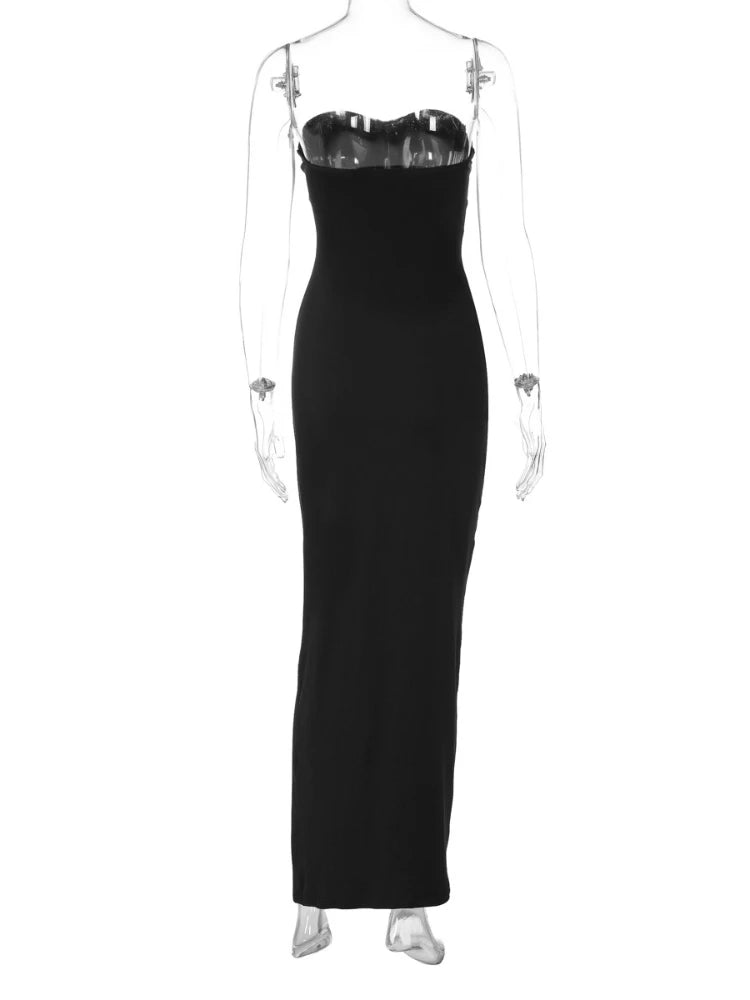 FDYOUI Elegant Strapless Bandage Evening Party Dress for Women