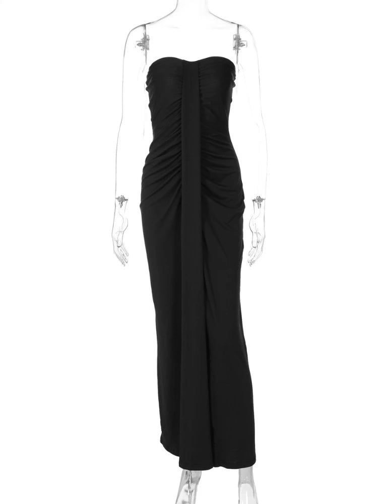 FDYOUI Elegant Strapless Bandage Evening Party Dress for Women