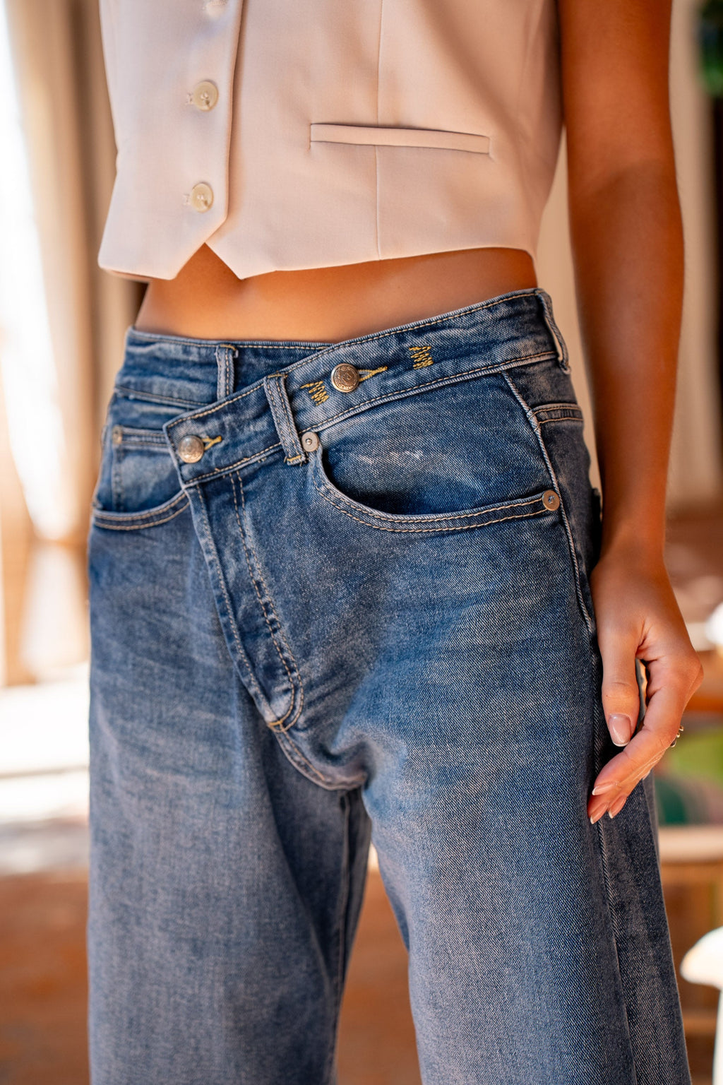 Jean Loose Fermeture Asymétrique