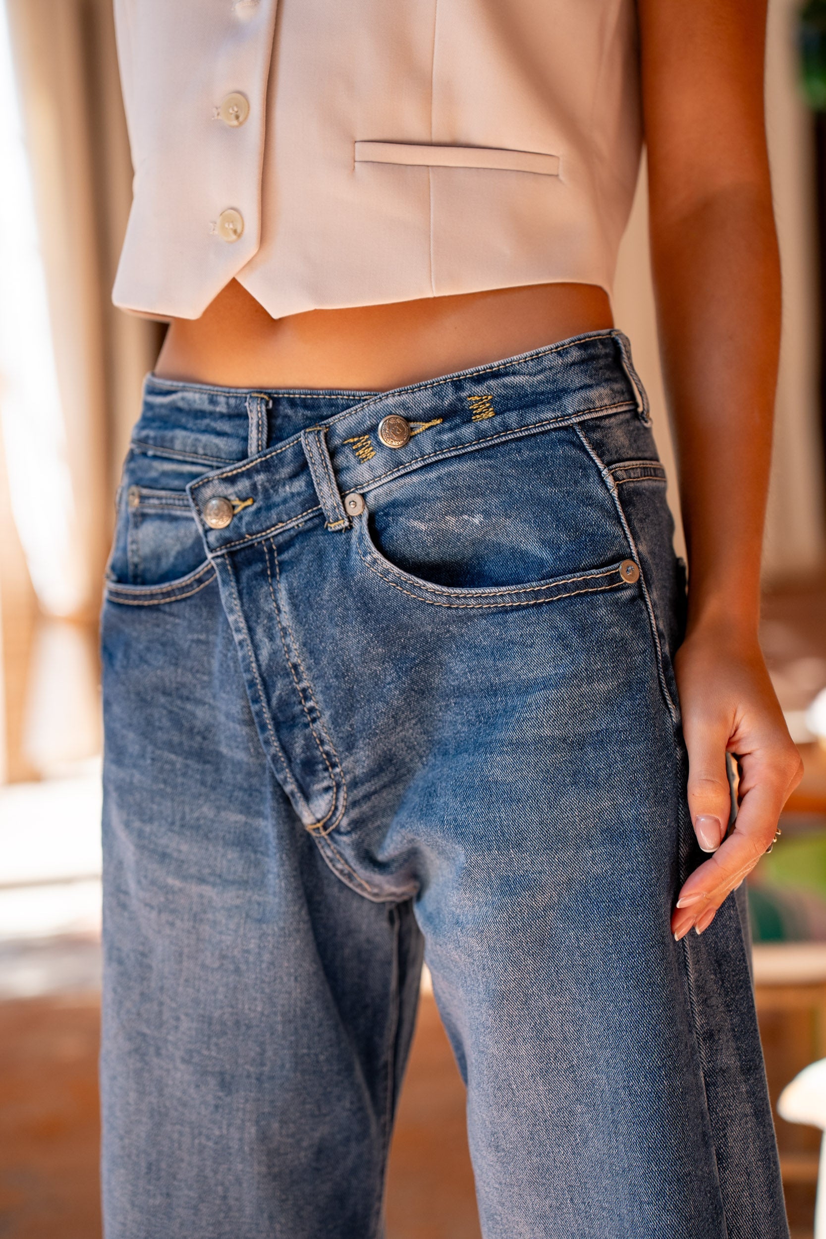 Jean Loose Fermeture Asymétrique